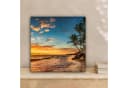 OneMillionCanvasses® Leinwandbild Strand Sonnenuntergang Palme Bild 1
