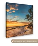 OneMillionCanvasses® Leinwandbild Strand Sonnenuntergang Palme Bild 2