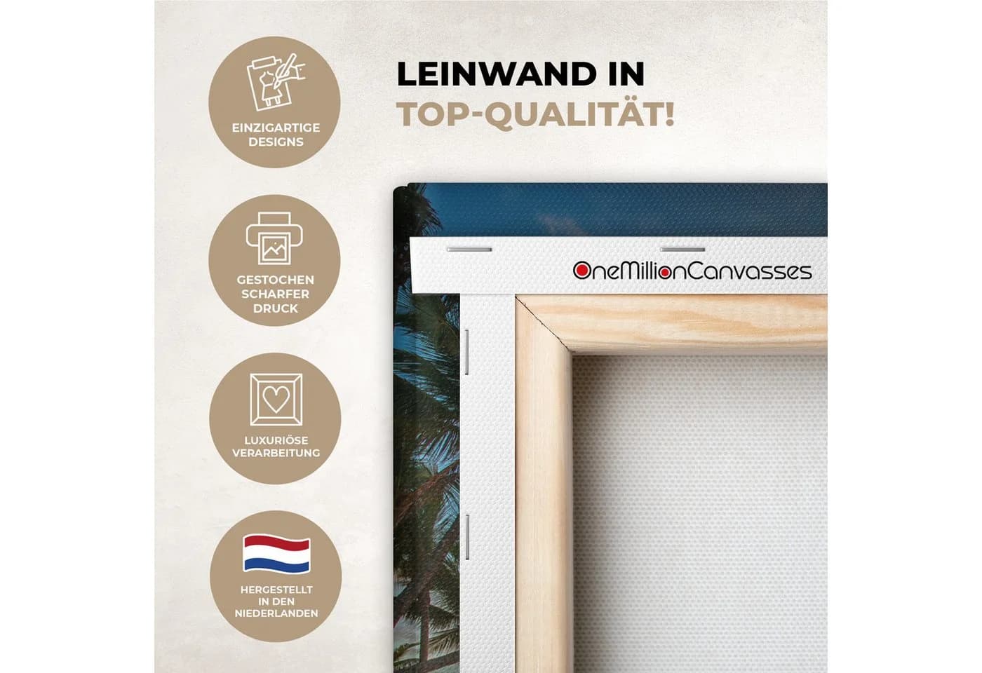 OneMillionCanvasses® Leinwandbild Strand Sonnenuntergang Palme - Bild 3