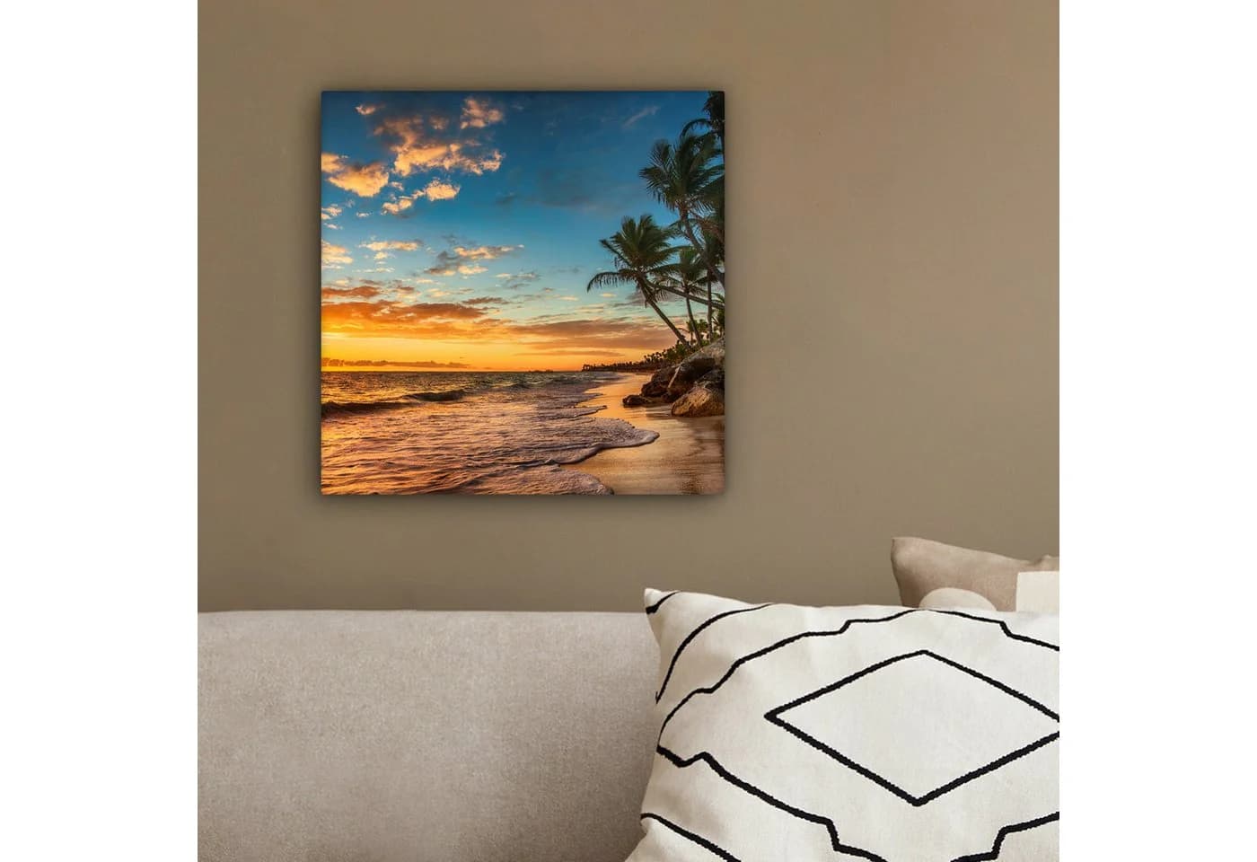 OneMillionCanvasses® Leinwandbild Strand Sonnenuntergang Palme - Bild 4