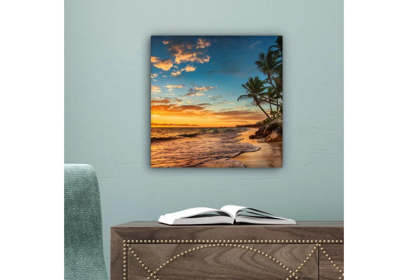 OneMillionCanvasses® Leinwandbild Strand Sonnenuntergang Palme - Bild 5