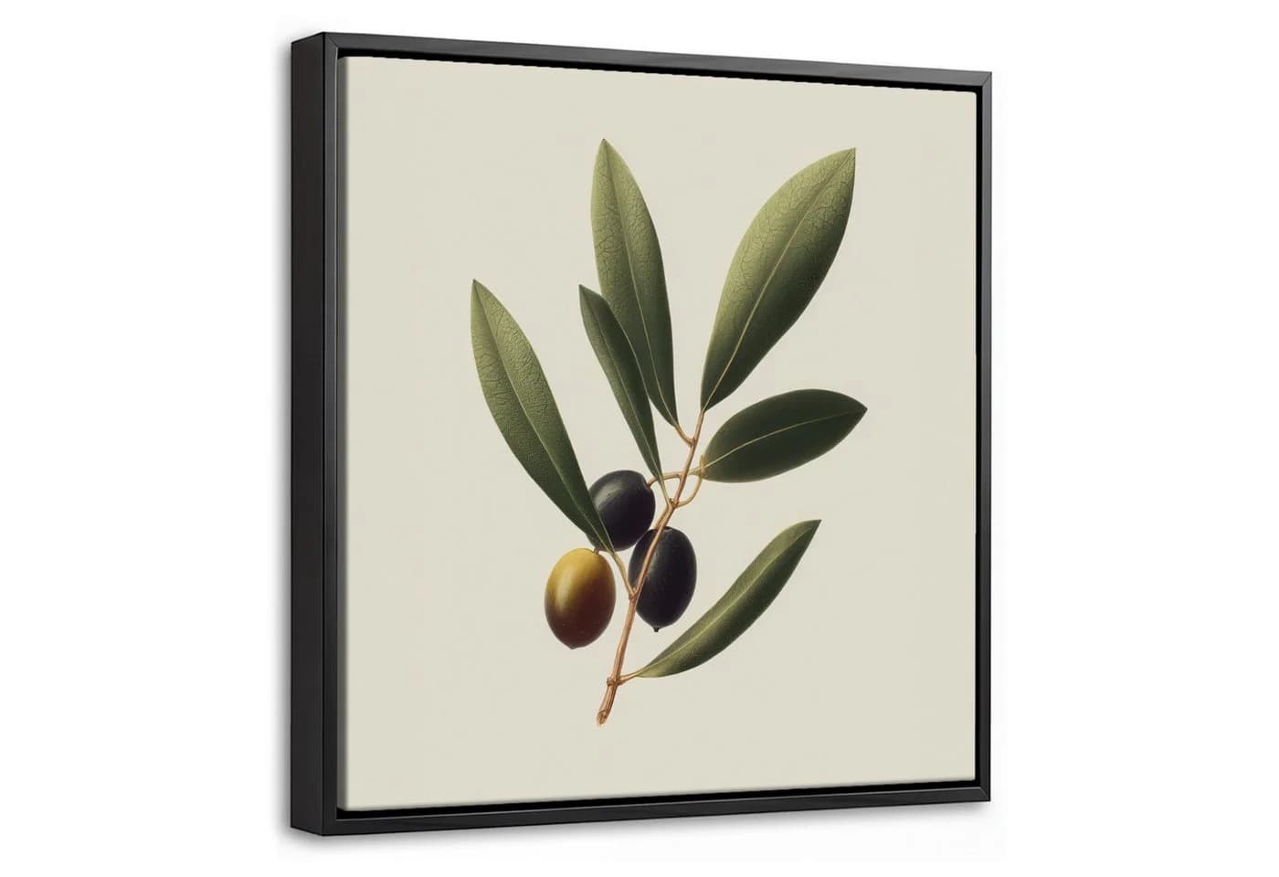 OneMillionCanvasses® Leinwandbild Olivenzweig Dunkelgrün mit Schattenfugenrahmen - Bild 2