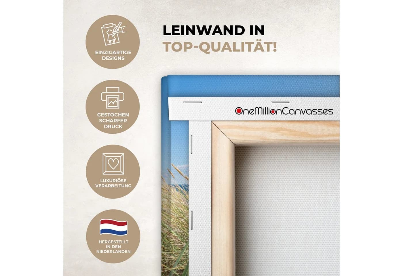 OneMillionCanvasses® Leinwandbild Düne Gras Meer Strand 30x20 cm - Bild 3