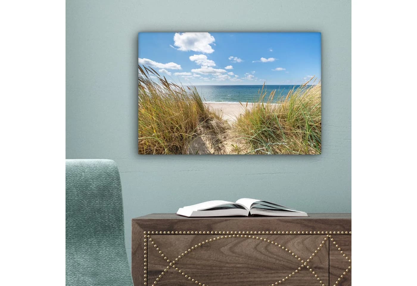 OneMillionCanvasses® Leinwandbild Düne Gras Meer Strand 30x20 cm - Bild 5