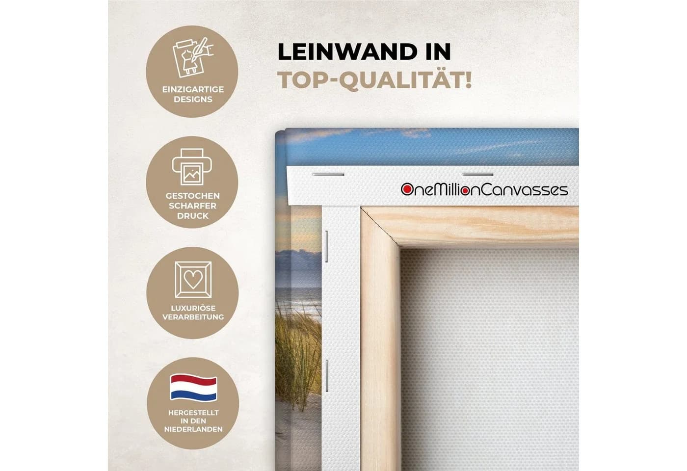 OneMillionCanvasses® Leinwandbild Strand Düne Sonnenuntergang 30x20 cm - Bild 3