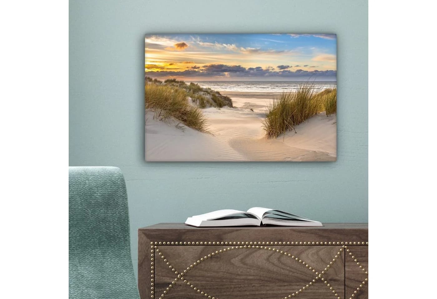 OneMillionCanvasses® Leinwandbild Strand Düne Sonnenuntergang 30x20 cm - Bild 5
