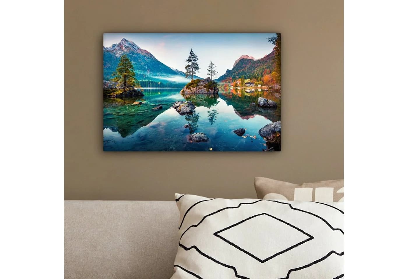 OneMillionCanvasses® Leinwandbild Berge See Natur 30x20 cm - Bild 4
