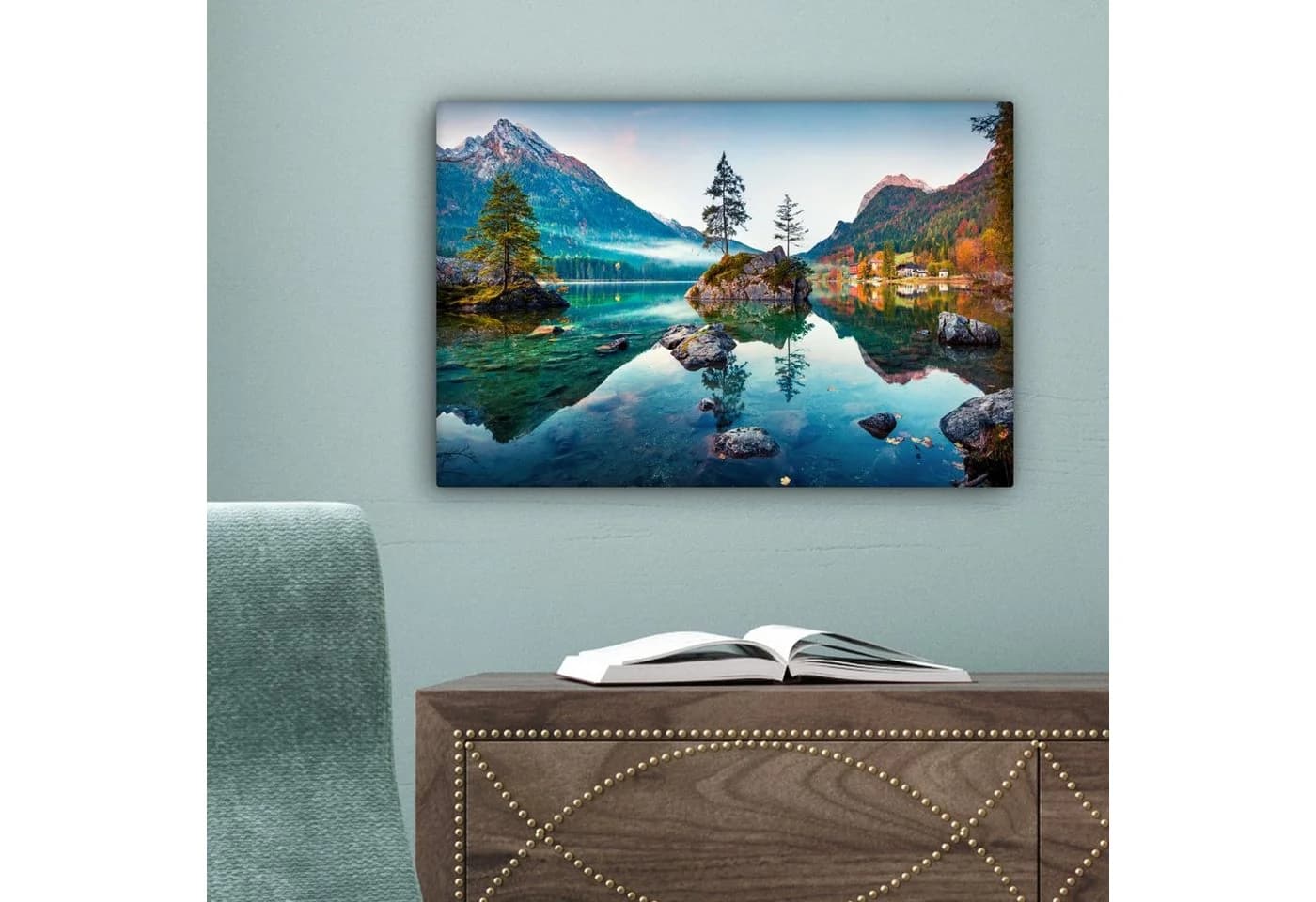 OneMillionCanvasses® Leinwandbild Berge See Natur 30x20 cm - Bild 5