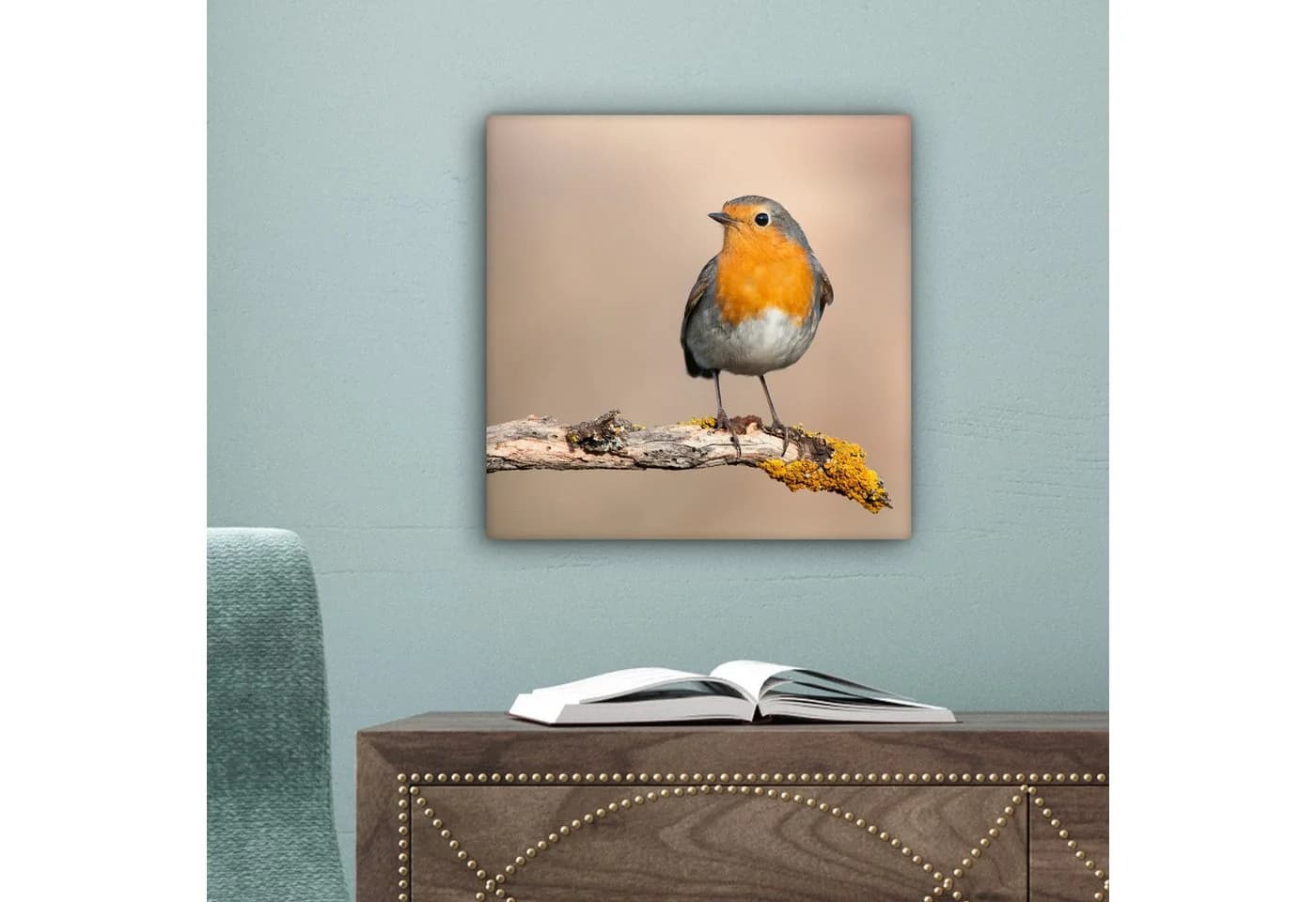 OneMillionCanvasses® Leinwandbild Rotkehlchen 20x20 cm - Bild 5