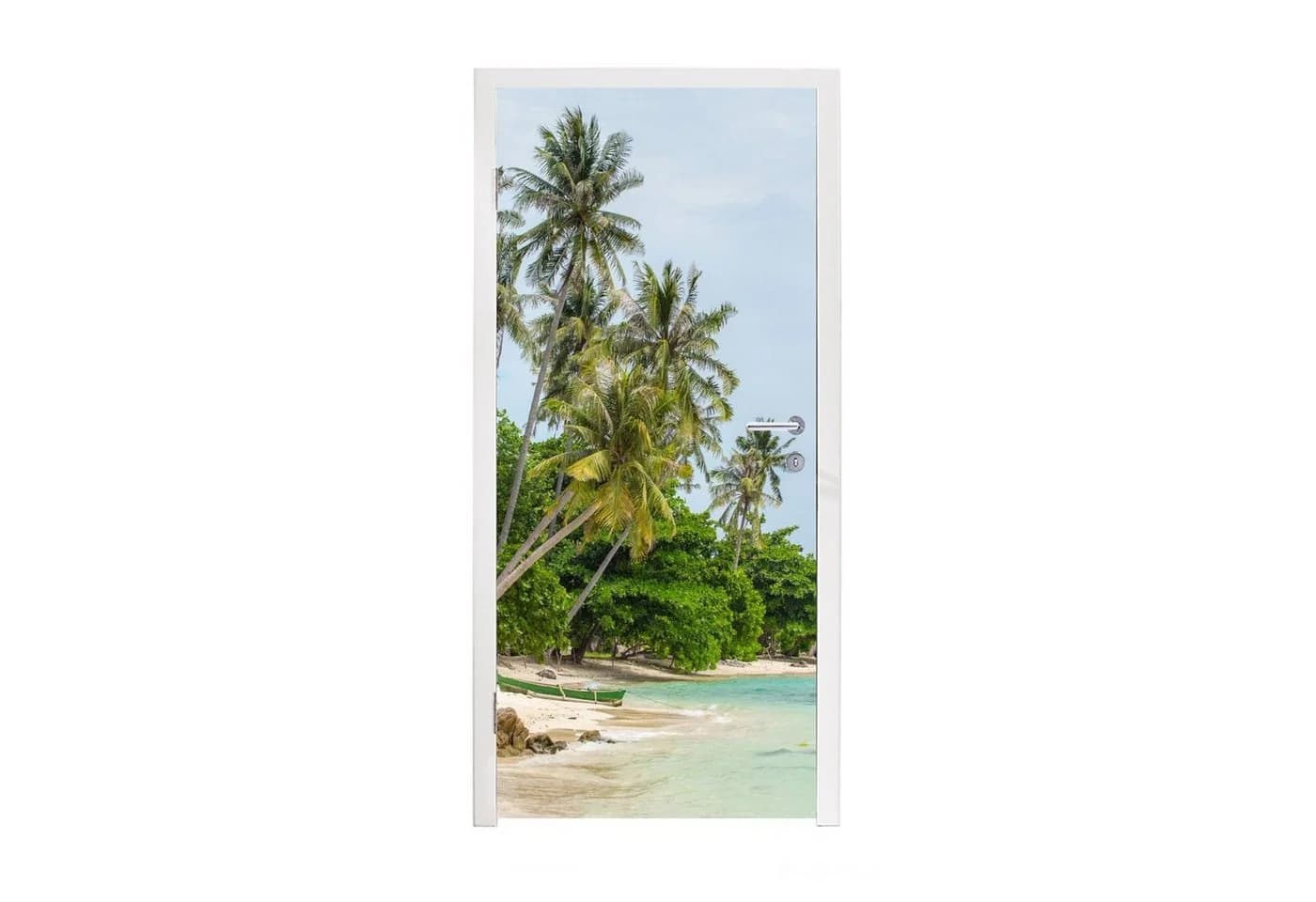 MuchoWow Türtapete Palmen Strand Selbstklebend Bunt - Bild 2