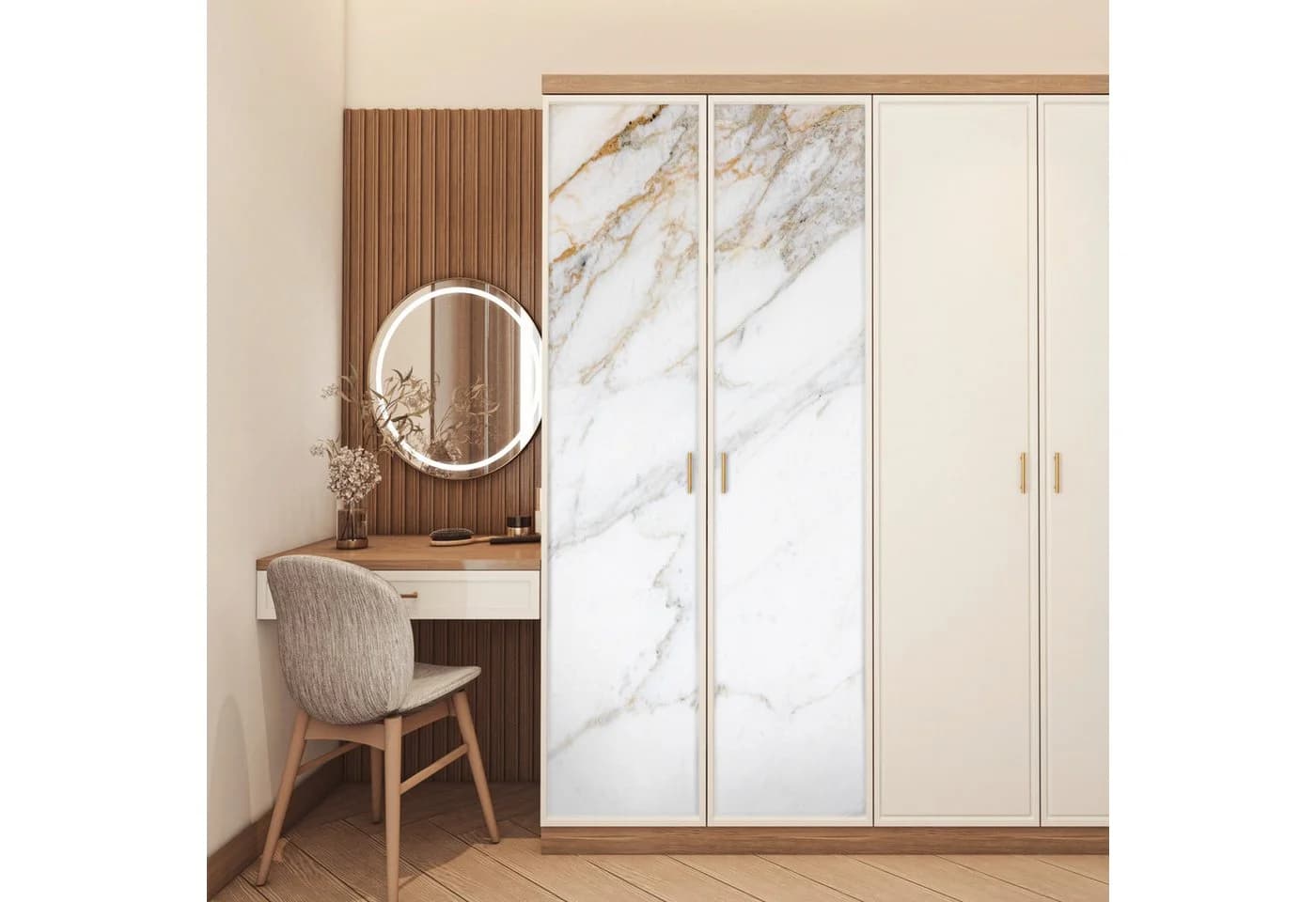 MuchoWow Türtapete Marmor Weiß Gold Selbstklebend - Bild 5