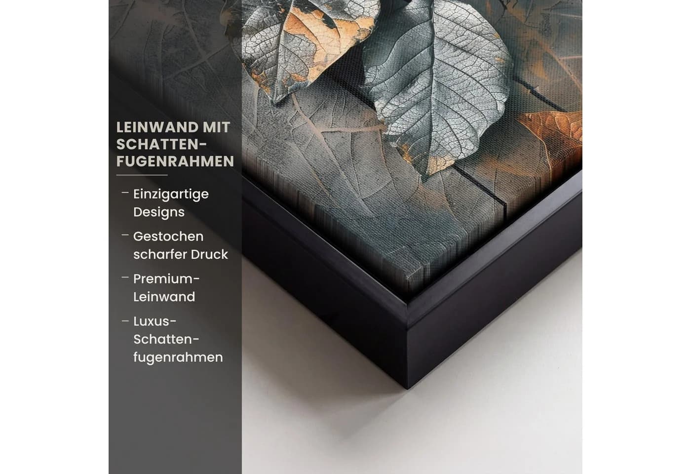 OneMillionCanvasses® Leinwandbild Grau Natur Motiv Schattenfugenrahmen - Bild 3