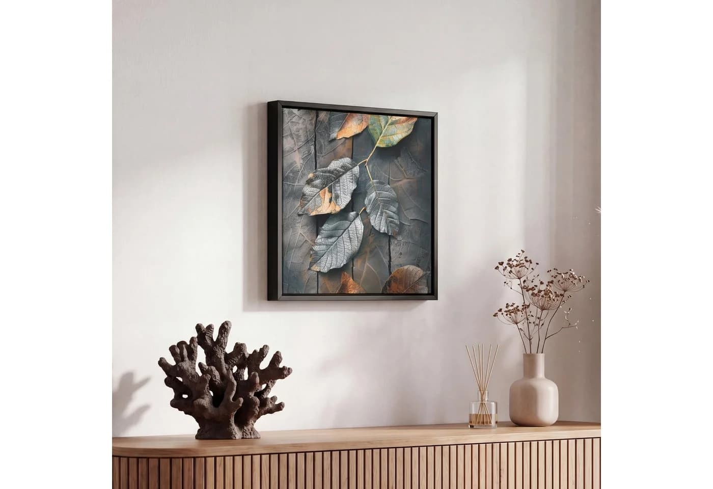 OneMillionCanvasses® Leinwandbild Grau Natur Motiv Schattenfugenrahmen - Bild 5