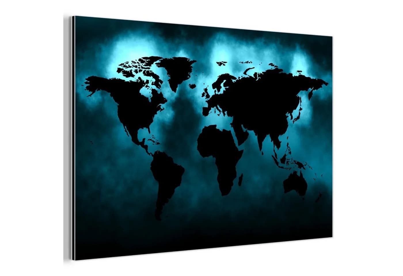 MuchoWow Metallbild Weltkarte Schwarz-Blau 30x20 cm - Bild 2