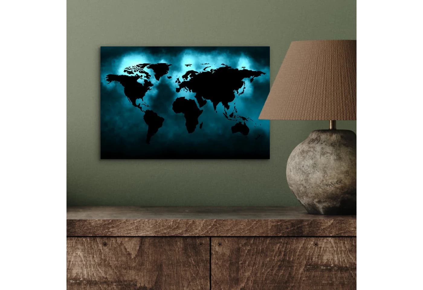 MuchoWow Metallbild Weltkarte Schwarz-Blau 30x20 cm - Bild 4