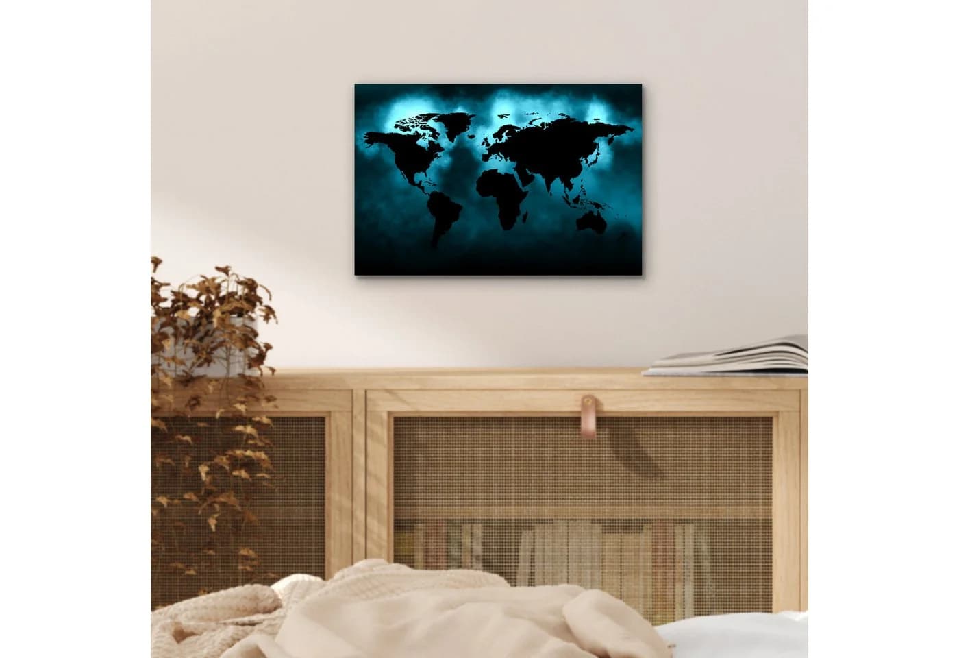 MuchoWow Metallbild Weltkarte Schwarz-Blau 30x20 cm - Bild 5