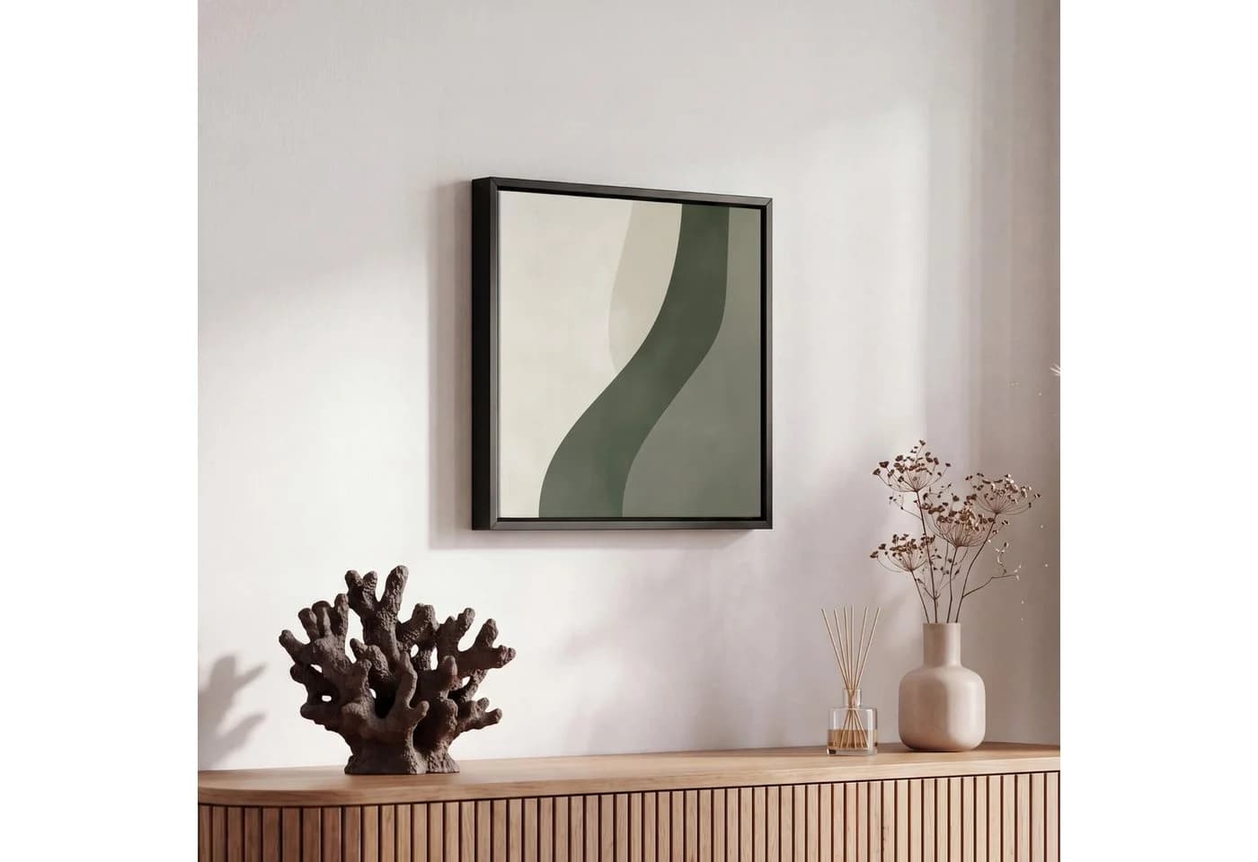 OneMillionCanvasses® Leinwandbild Japandi Grün Beige Abstrakt - Bild 5