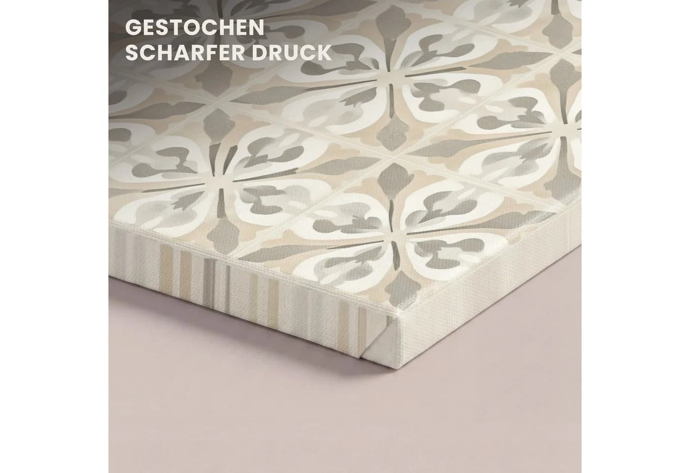 OneMillionCanvasses® Leinwandbild Beige Stilisierte Blüten - Bild 3