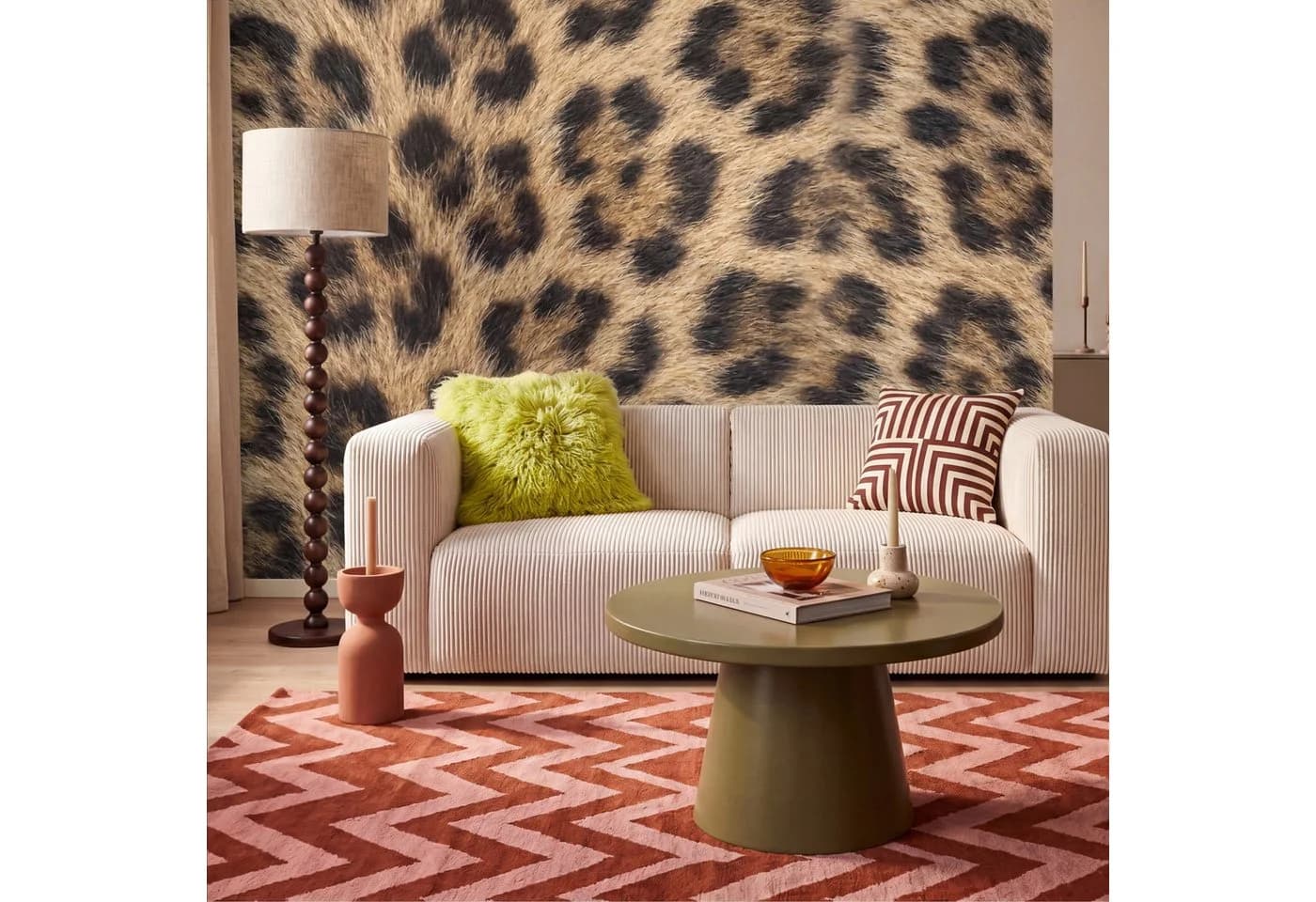 OnlyWow Fototapete Leopard Braun Gold Modern Vliestapete
