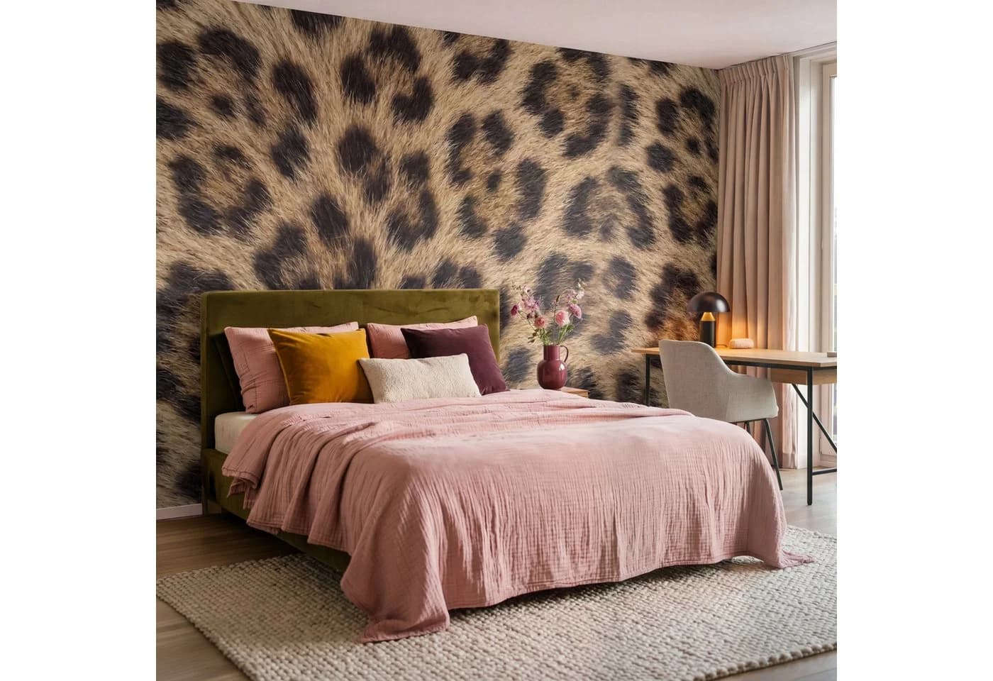 OnlyWow Fototapete Leopard Braun Gold Modern Vliestapete - Bild 4