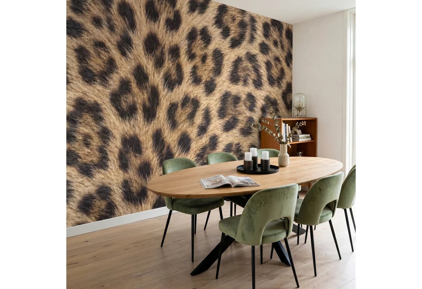OnlyWow Fototapete Leopard Braun Gold Modern Vliestapete - Bild 5