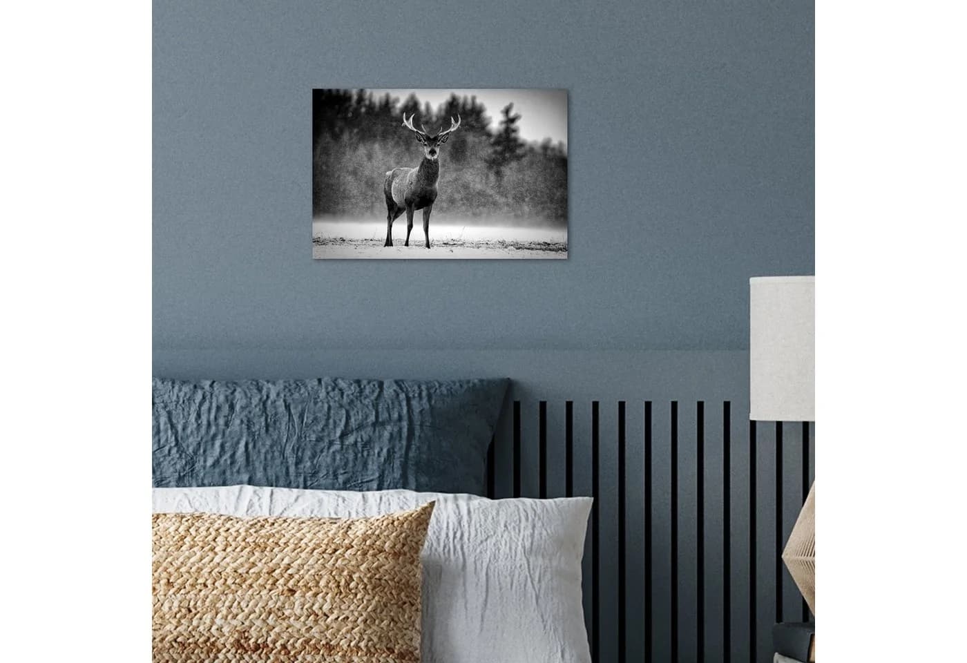 MuchoWow Poster Hirsch Winter Schwarz Weiß 30x20 cm - Bild 4