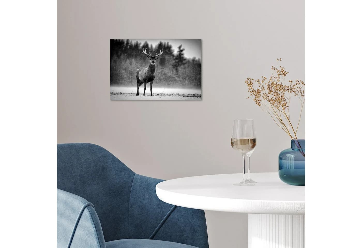 MuchoWow Poster Hirsch Winter Schwarz Weiß 30x20 cm - Bild 5