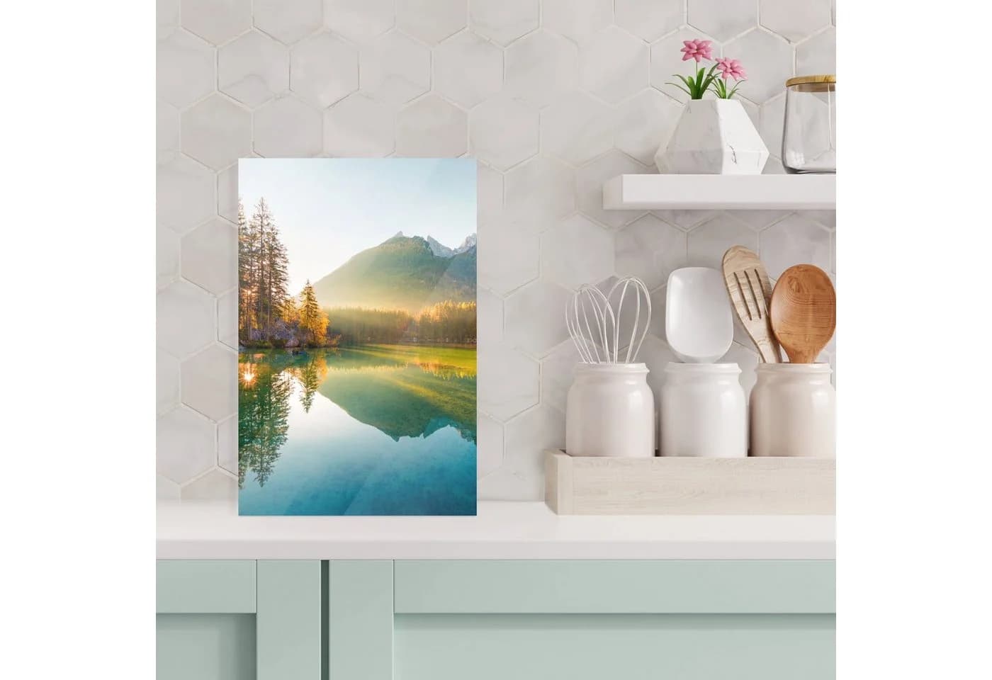 MuchoWow Acrylglasbild Landschaft mit See und Bergen - Bild 4
