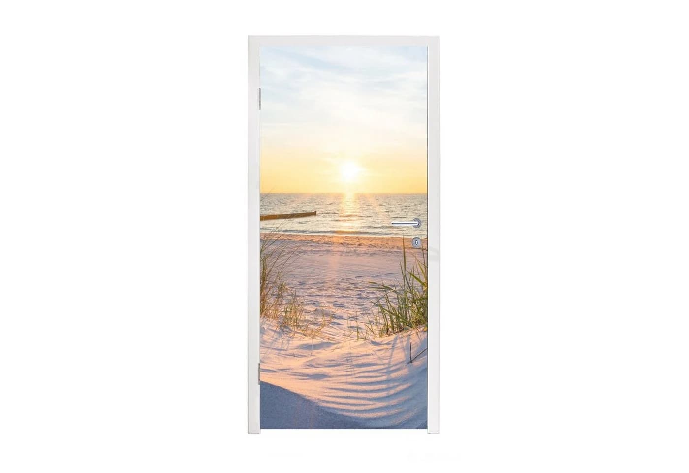 MuchoWow Türtapete Strand - Sonne - Düne - Gras - Sand - Horizont - Bild 2