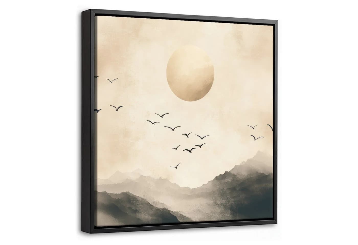 OneMillionCanvasses® Leinwandbild Japandi Landschaft Vogel 20x20cm - Bild 2