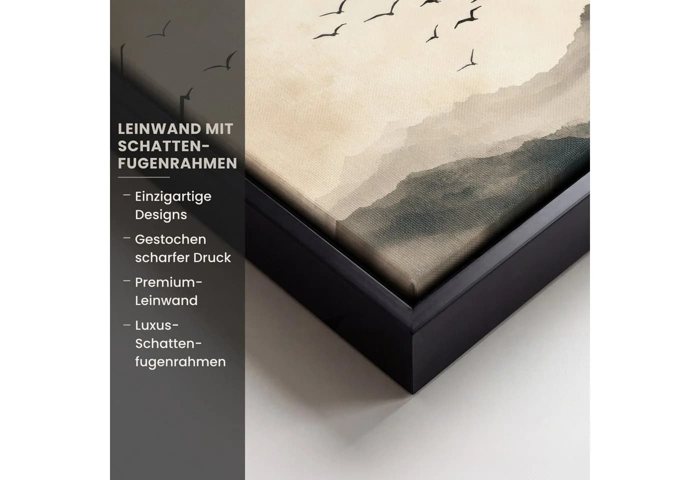 OneMillionCanvasses® Leinwandbild Japandi Landschaft Vogel 20x20cm - Bild 3
