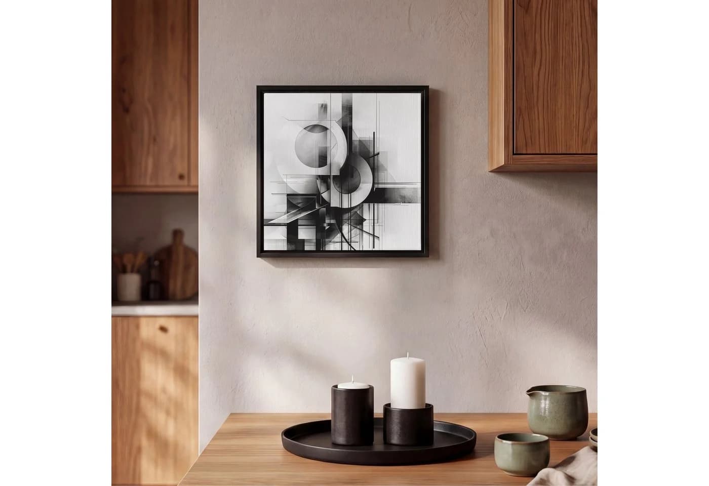 OneMillionCanvasses® Leinwandbild Abstrakt Schwarz-Weiß mit Schattenfugenrahmen