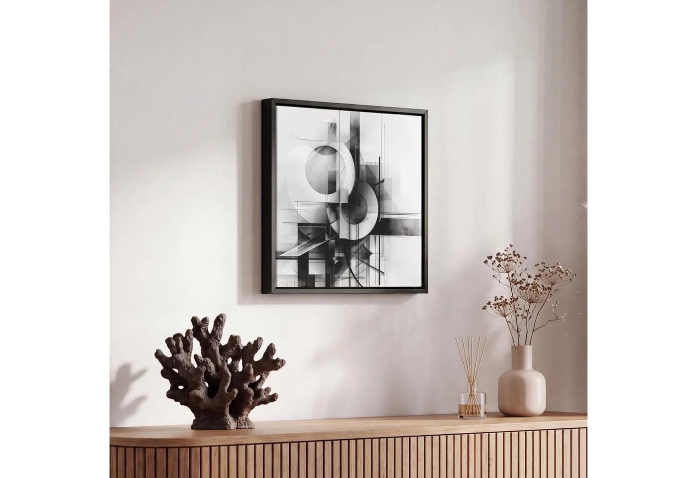 OneMillionCanvasses® Leinwandbild Abstrakt Schwarz-Weiß mit Schattenfugenrahmen - Bild 5