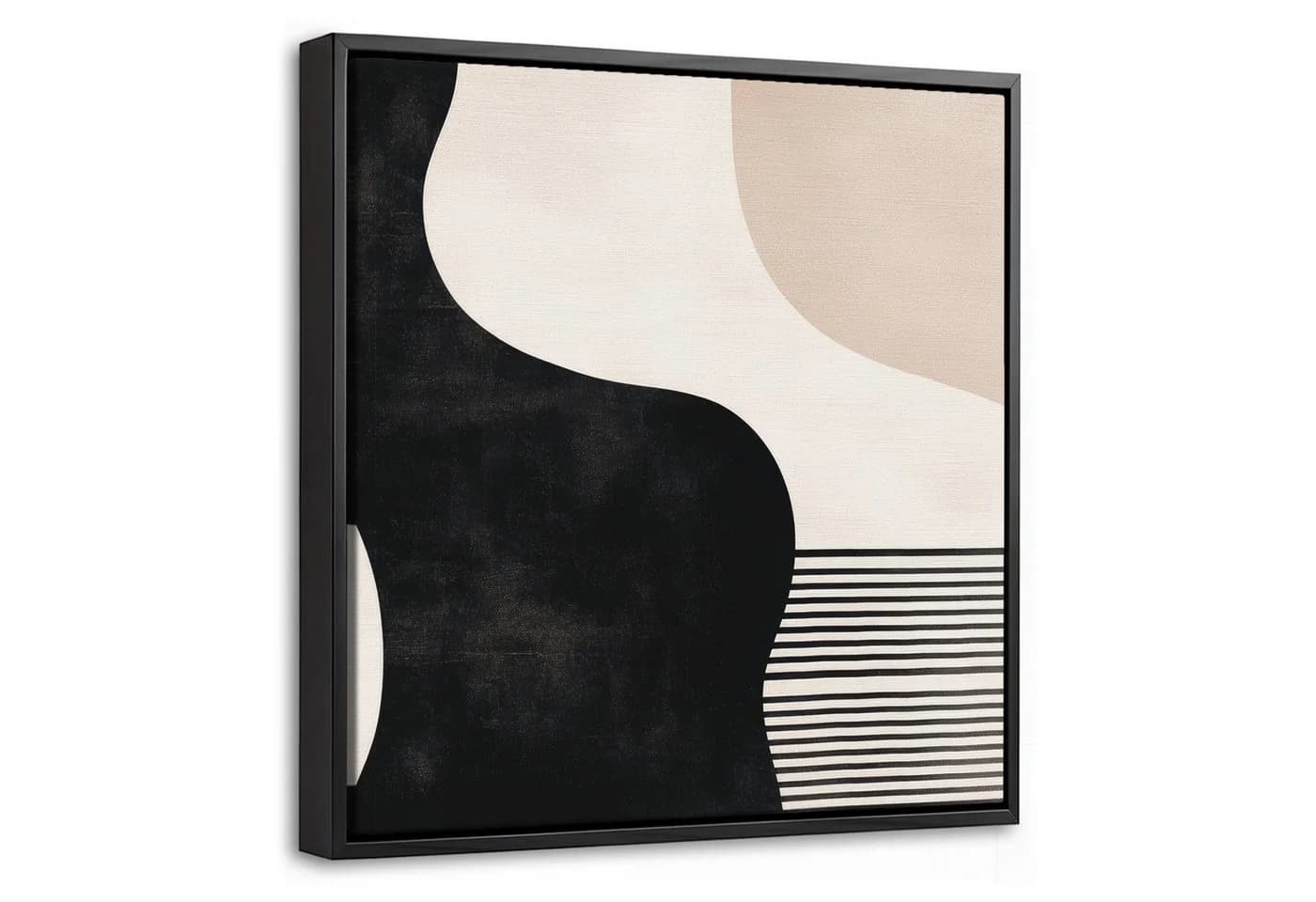 OneMillionCanvasses® Leinwandbild Rahmen Abstrakt Beige Japandi 20x20cm - Bild 2