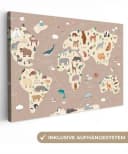 OneMillionCanvasses® Leinwandbild Weltkarte Kinder Braun Bild 2