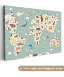OneMillionCanvasses® Leinwandbild Weltkarte Kinder Blau Bild 2