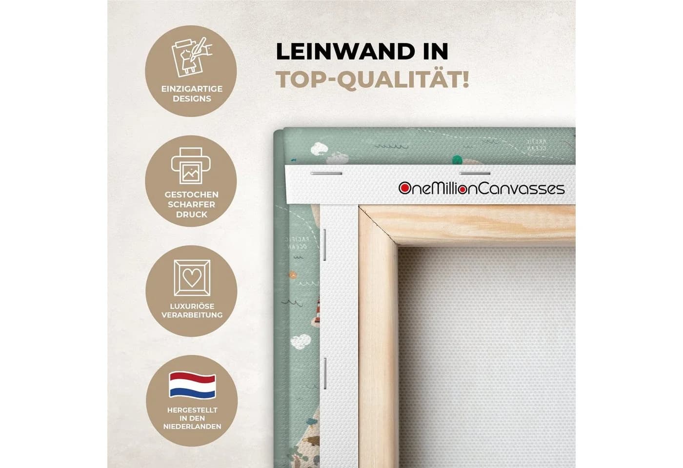 OneMillionCanvasses® Leinwandbild Weltkarte Kinder Blau - Bild 3