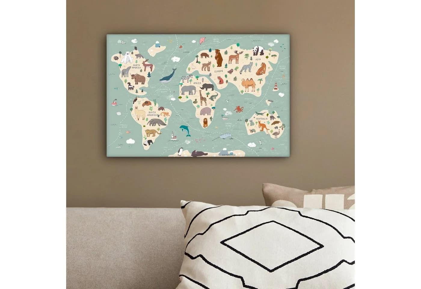 OneMillionCanvasses® Leinwandbild Weltkarte Kinder Blau - Bild 4