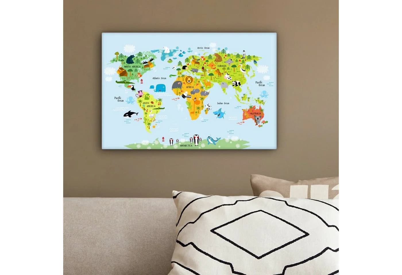 OneMillionCanvasses® Leinwandbild Weltkarte Bunt Kinderzimmer Wanddekoration - Bild 4