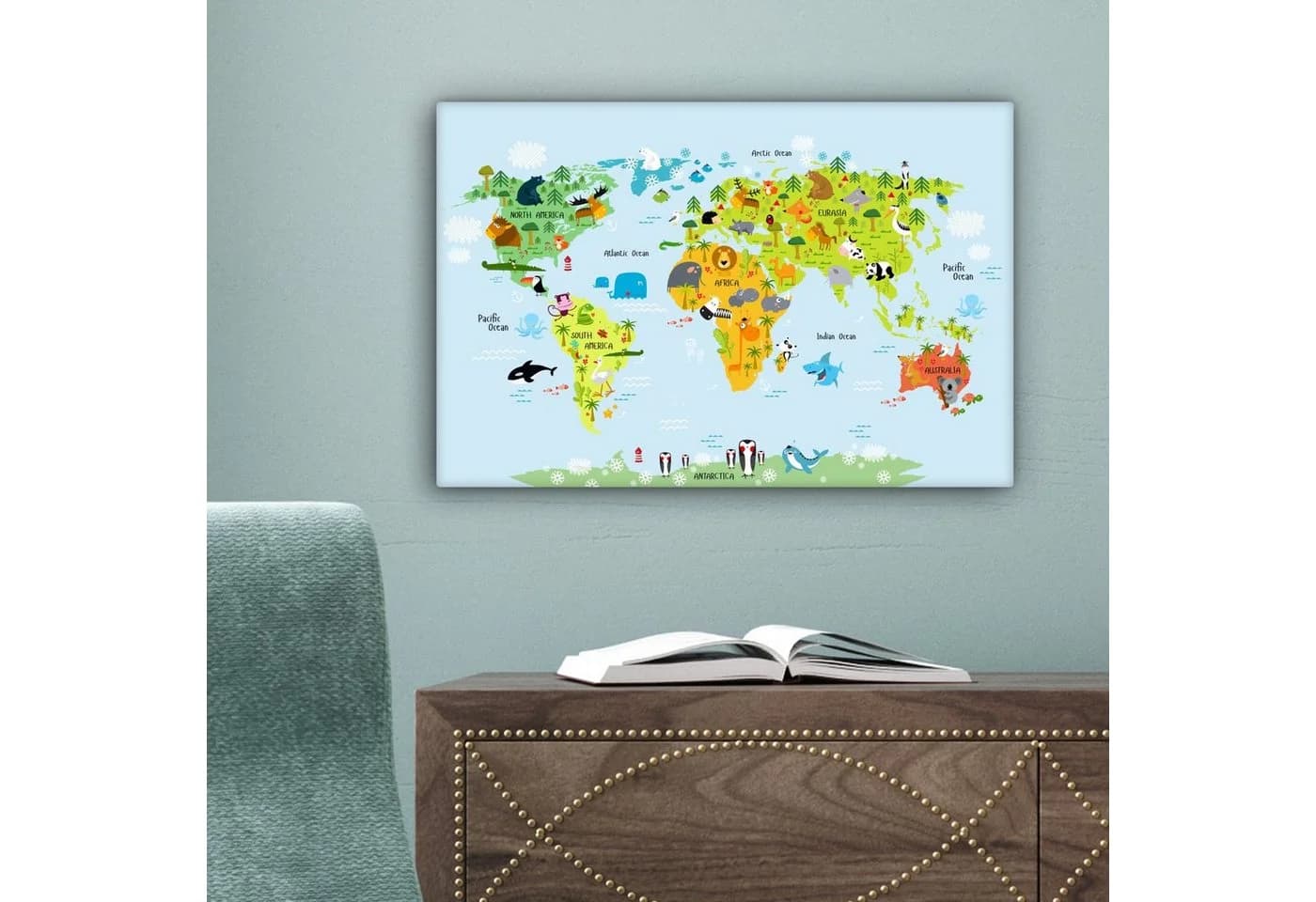 OneMillionCanvasses® Leinwandbild Weltkarte Bunt Kinderzimmer Wanddekoration - Bild 5