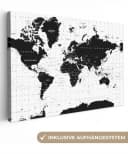 OneMillionCanvasses® Leinwandbild Weltkarte Schwarz-Weiß Wanddekoration Bild 2