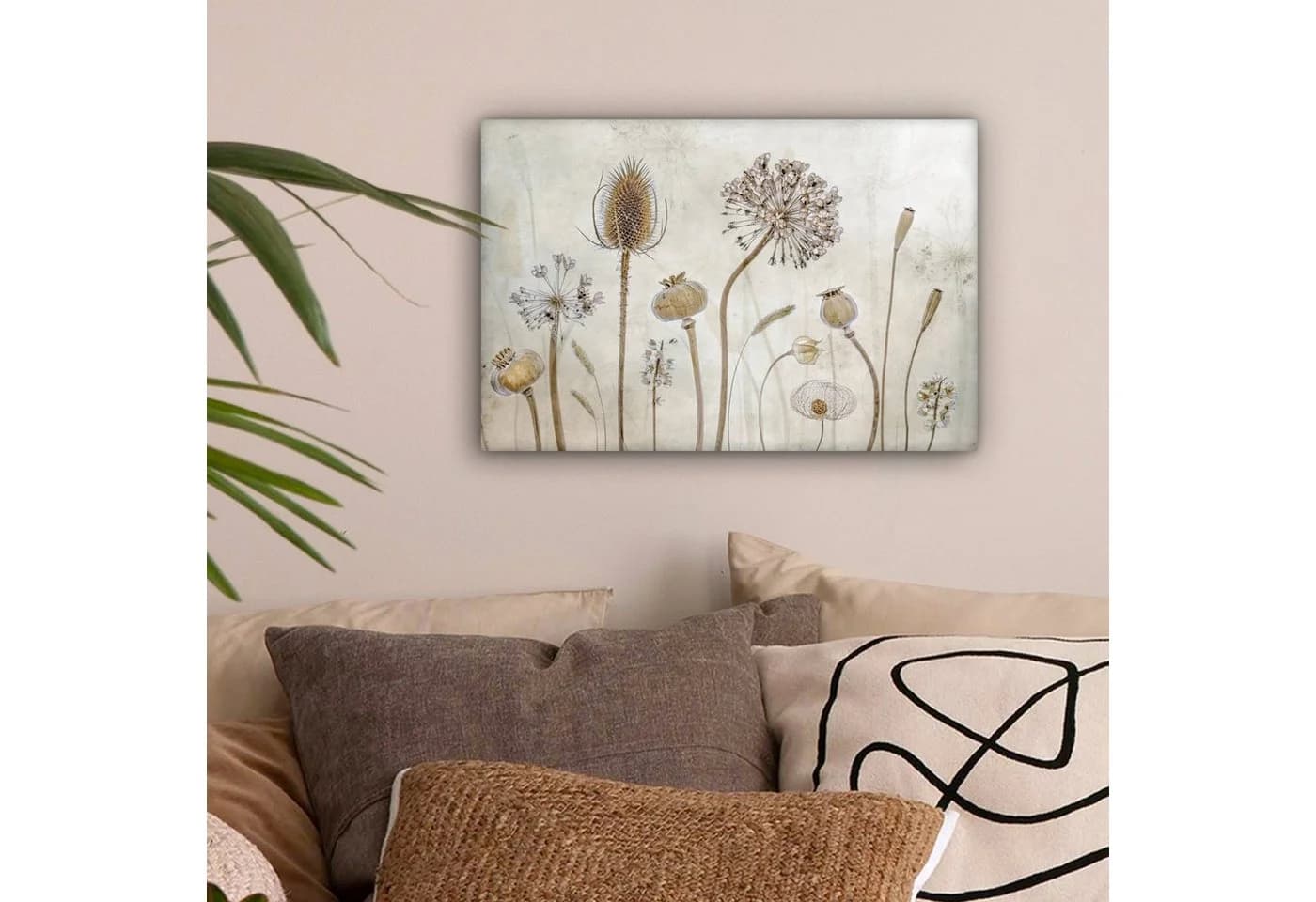 OneMillionCanvasses® Leinwandbild Blumen - Aquarell - Stilleben - Braun - Vintage