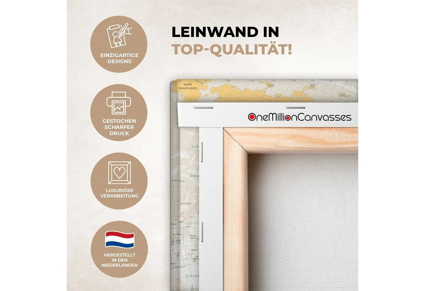 OneMillionCanvasses® Leinwandbild Weltkarte Retro Farben Pädagogisch - Bild 3