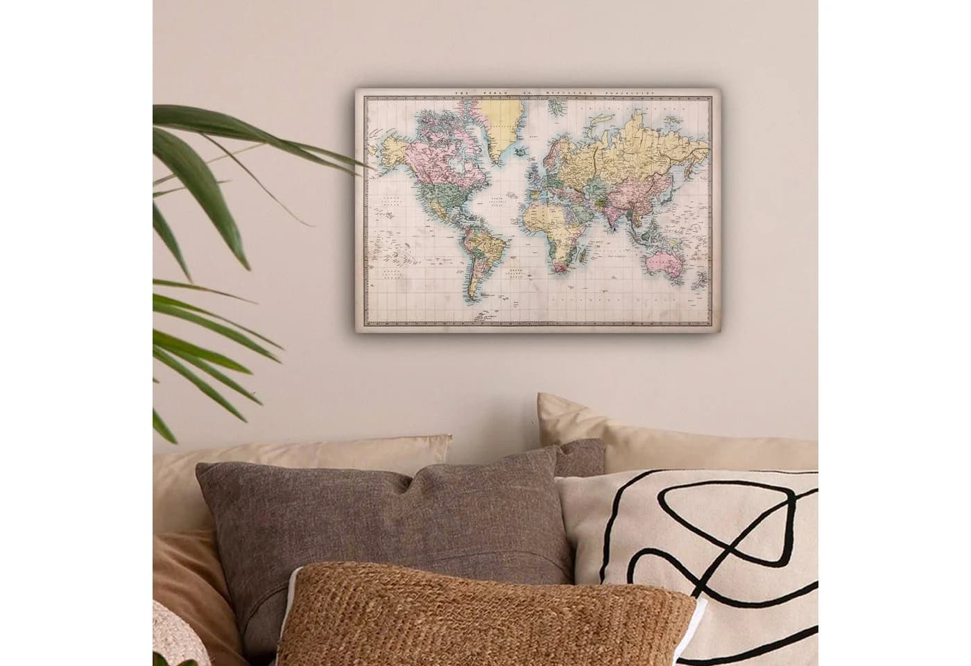 OneMillionCanvasses® Leinwandbild Weltkarte Retro Bunt