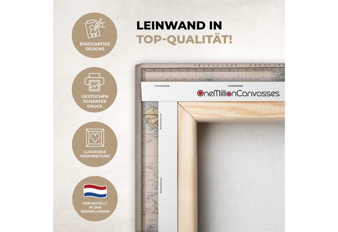 OneMillionCanvasses® Leinwandbild Weltkarte Retro Bunt - Bild 3