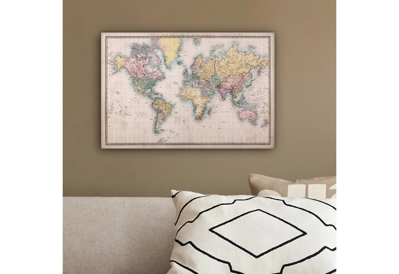 OneMillionCanvasses® Leinwandbild Weltkarte Retro Bunt - Bild 4