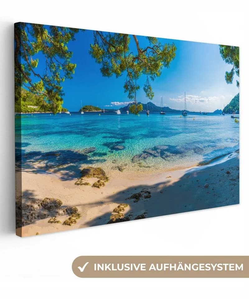 OneMillionCanvasses® Leinwandbild Strand Mallorca Meer Boot - Bild 2