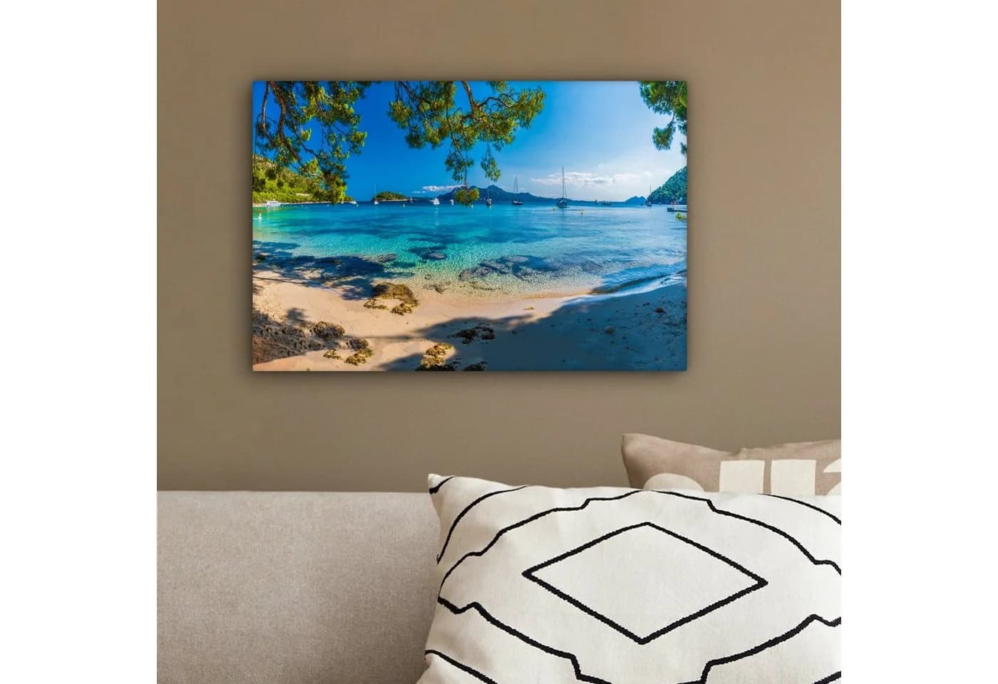 OneMillionCanvasses® Leinwandbild Strand Mallorca Meer Boot - Bild 4