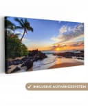 OneMillionCanvasses® Leinwandbild Hawaii Panorama Strand Meer Sonnenuntergang Bild 2