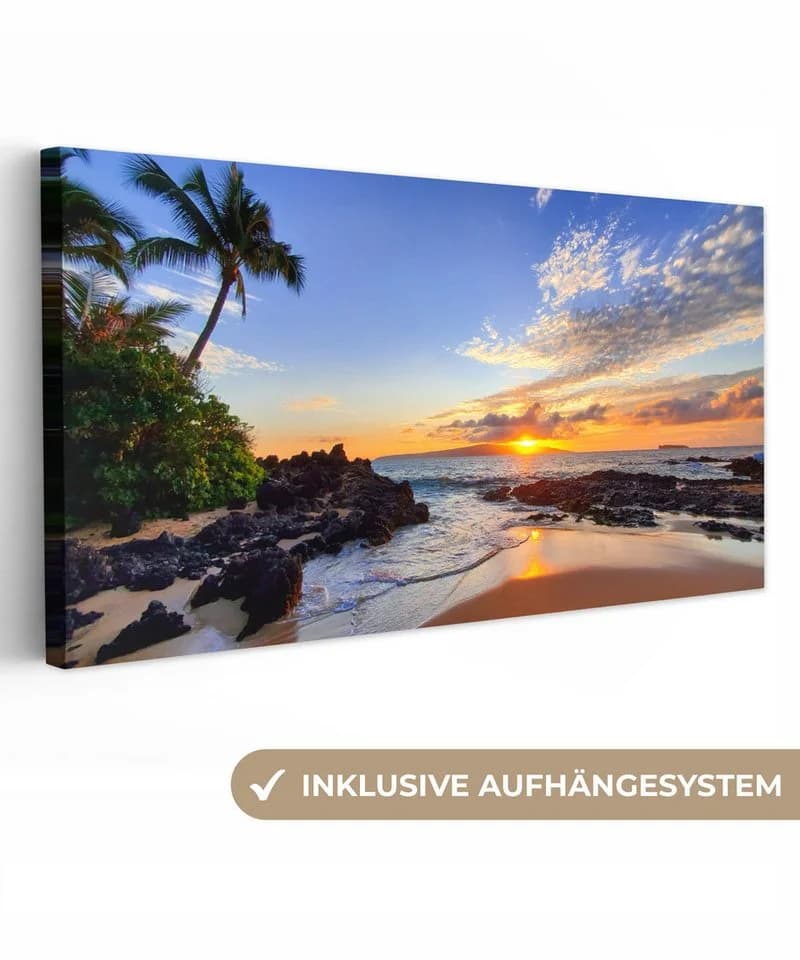 OneMillionCanvasses® Leinwandbild Hawaii Panorama Strand Meer Sonnenuntergang - Bild 2